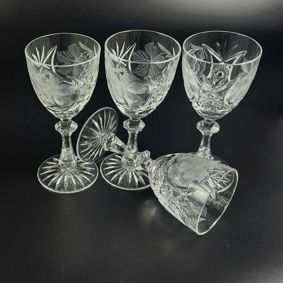 Vintage Stunning Cut-Crystal Wine Glasses - Resemble Nachtmann Traube - Set of 4 - Picture 8 of 9